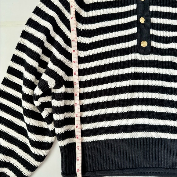 J.Crew Ribbed Cotton Button-Collar Sweater Stripe Medium - Picture 8 of 8